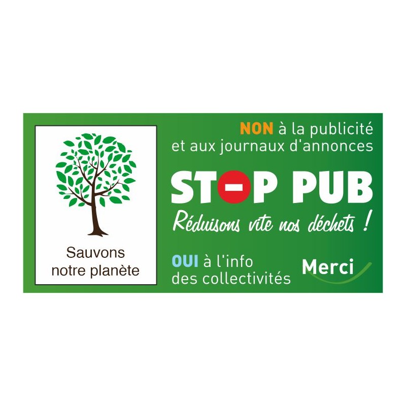 Autocollant sticker PAS DE PUBLICITE - STOP PUB boite aux lettres