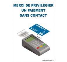 Panneau PVC ou sticker -Coronavirus Covid19-Merci de privilégier un paiement sans contact- Format portrait