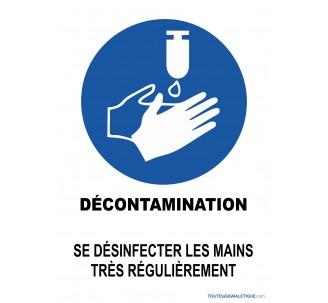 Panneau décontamination se laver les mains régulièrement