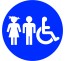 Plaque porte alu ou pvc picto rond Toilettes mixtes, handicapés enfants