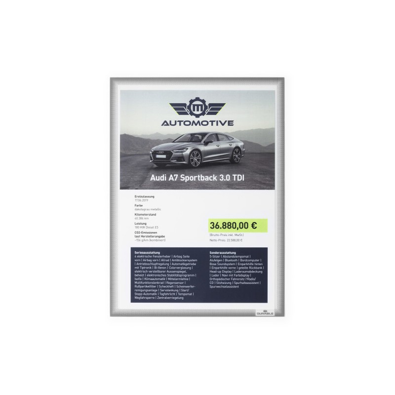 Porte-affiches vitrostatique repositionnable format A4 gris anthracite