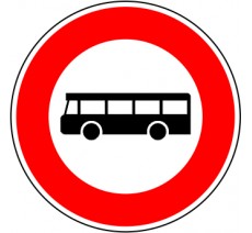 Panneau routier "Accès interdit aux transports en commun" B9f