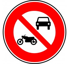 Panneau routier "Accès interdit aux véhicules à moteur à l'exception des cyclomoteurs" B7a