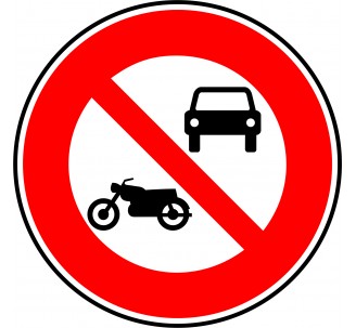 Panneau routier "Accès interdit aux véhicules à moteur à l'exception des cyclomoteurs" B7a