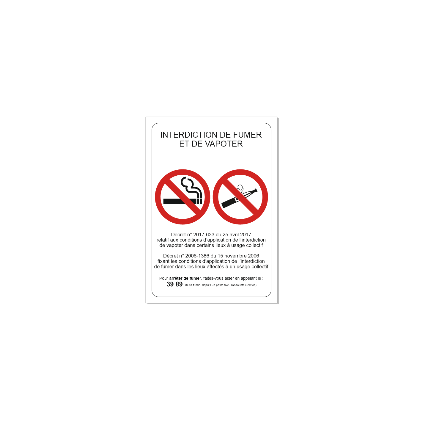 Adhésifs interdiction de fumer et vapoter