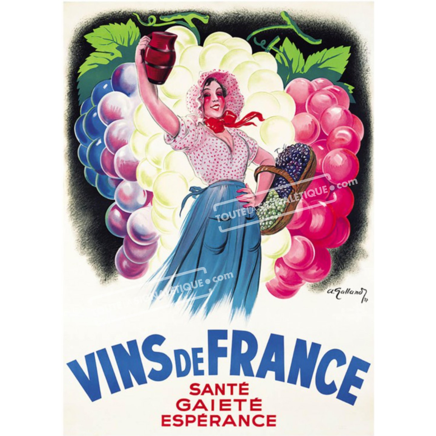 Publicité Vintage  "Vins de France" sur plaque alu
