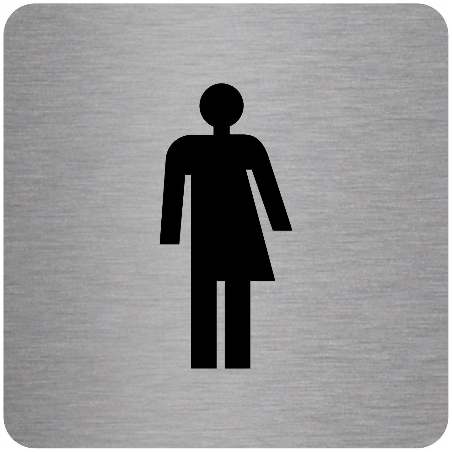 Plaque porte carrée Toilette non genré argent