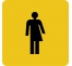 Plaque porte carrée Toilette non genré jaune