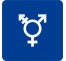 Plaque porte carrée symbole Toilette non genré bleu