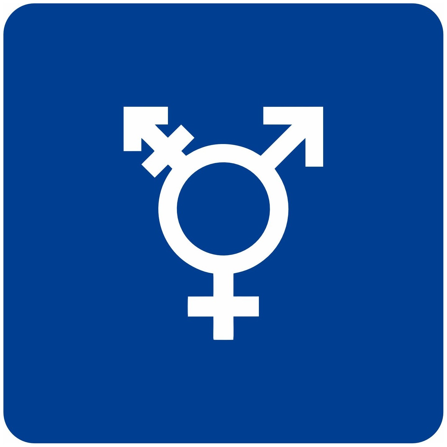 Plaque porte carrée symbole Toilette non genré bleu