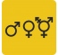 Plaque porte carrée symbole Toilette mixtes non genré jaune