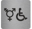 Plaque porte carrée symbole Toilette handicapé non genré argent