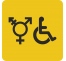 Plaque porte carrée symbole Toilette handicapé non genré jaune