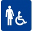 Plaque porte carrée Toilette handicapé non genré bleu