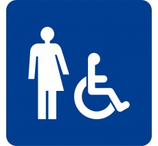Plaque porte carrée Toilette handicapé non genré bleu