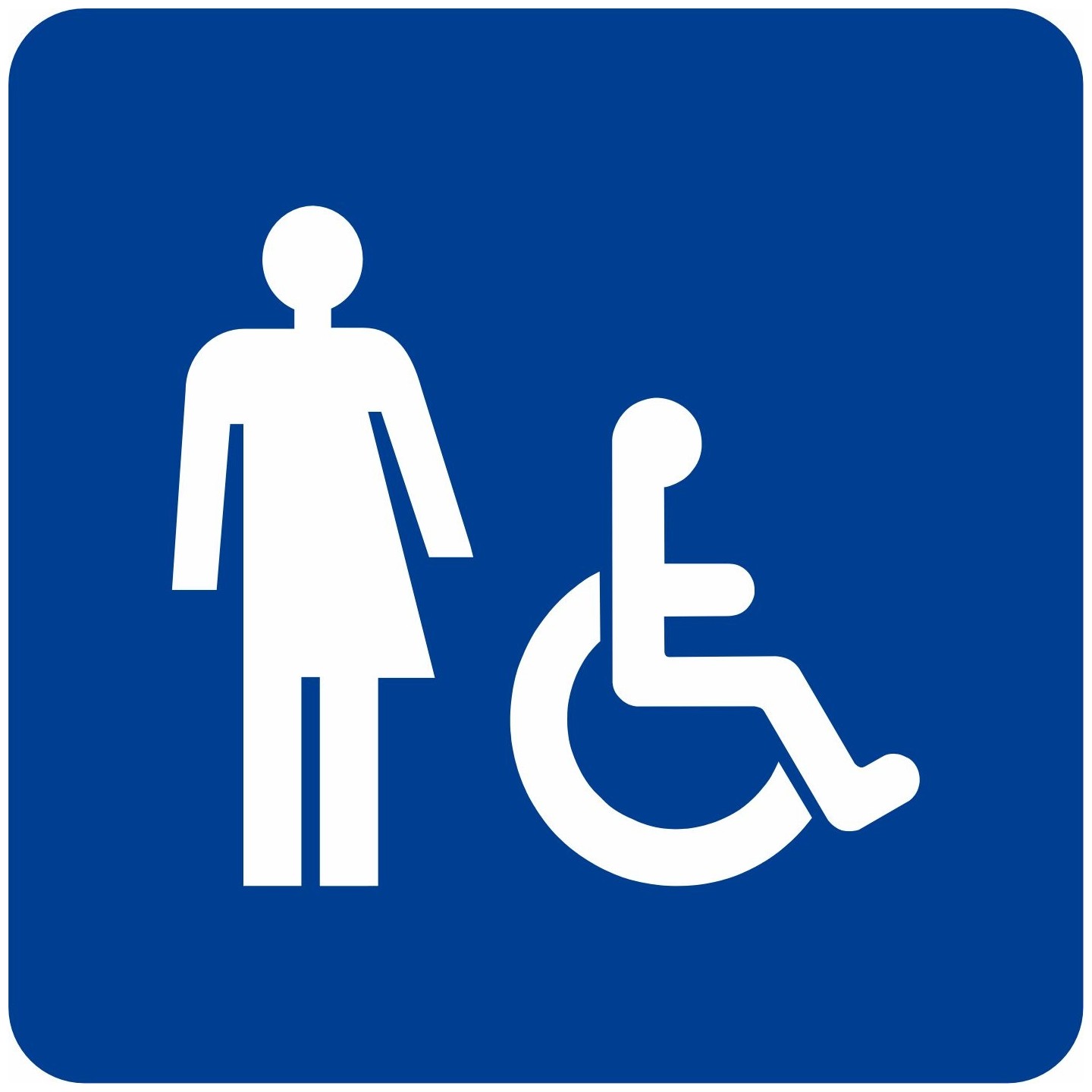 Plaque porte carrée Toilette handicapé non genré bleu