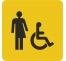 Plaque porte carrée Toilette handicapé non genré jaune