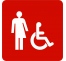 Plaque porte carrée Toilette handicapé non genré rouge