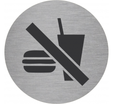 Plaque porte alu ou pvc picto rond "Interdiction de manger"