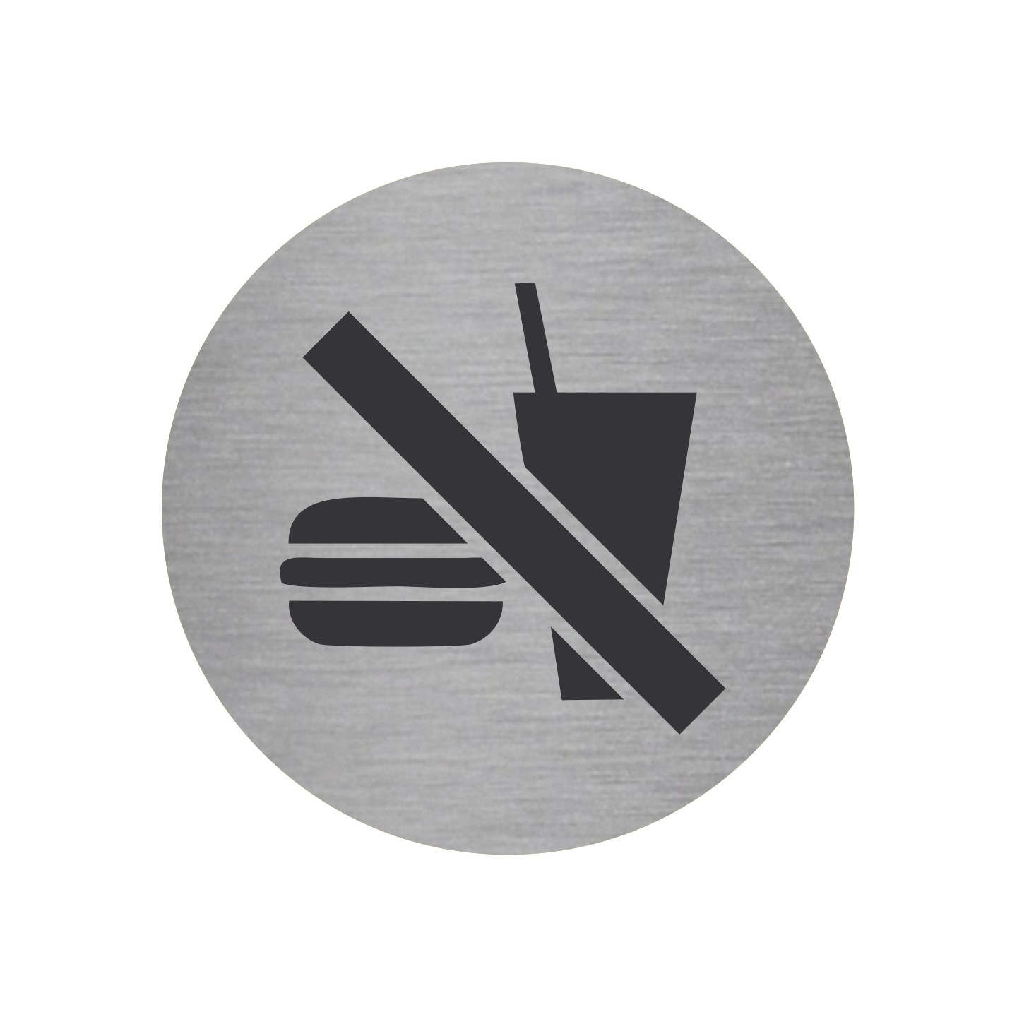 Plaque porte alu ou pvc picto rond "Interdiction de manger"