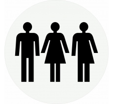 Plaque porte "Toilette homme, femme et non genré"