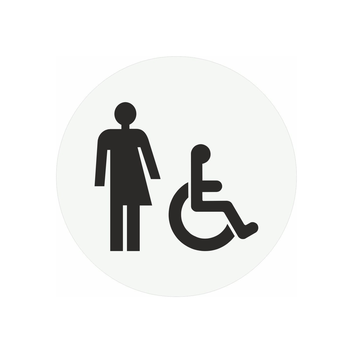 Plaque porte Toilette non genré et handicapé pictogramme rond