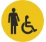 Plaque porte Toilette non genré et handicapé pictogramme rond