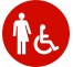 Plaque porte Toilette non genré et handicapé pictogramme rond
