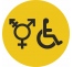 Plaque porte Toilette non genré et handicapé symbole rond