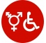 Plaque porte Toilette non genré et handicapé symbole rond