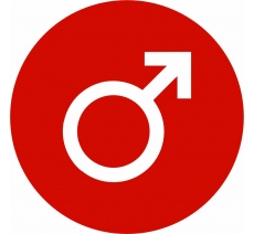 Plaque porte ronde avec symbole "Toilette homme"