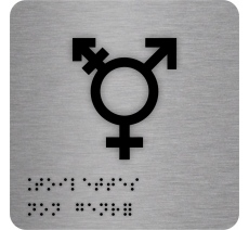 Pictogramme avec braille et relief "Symbole Toilette non genré"