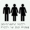 Pictogramme avec braille et relief  "Toilette homme, femme et non genré"