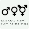 Pictogramme avec braille et relief  "Symbole Toilette homme, femme et non genré"