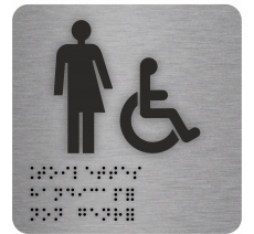 Pictogramme avec braille et relief "Toilettes handicapé non genrées"