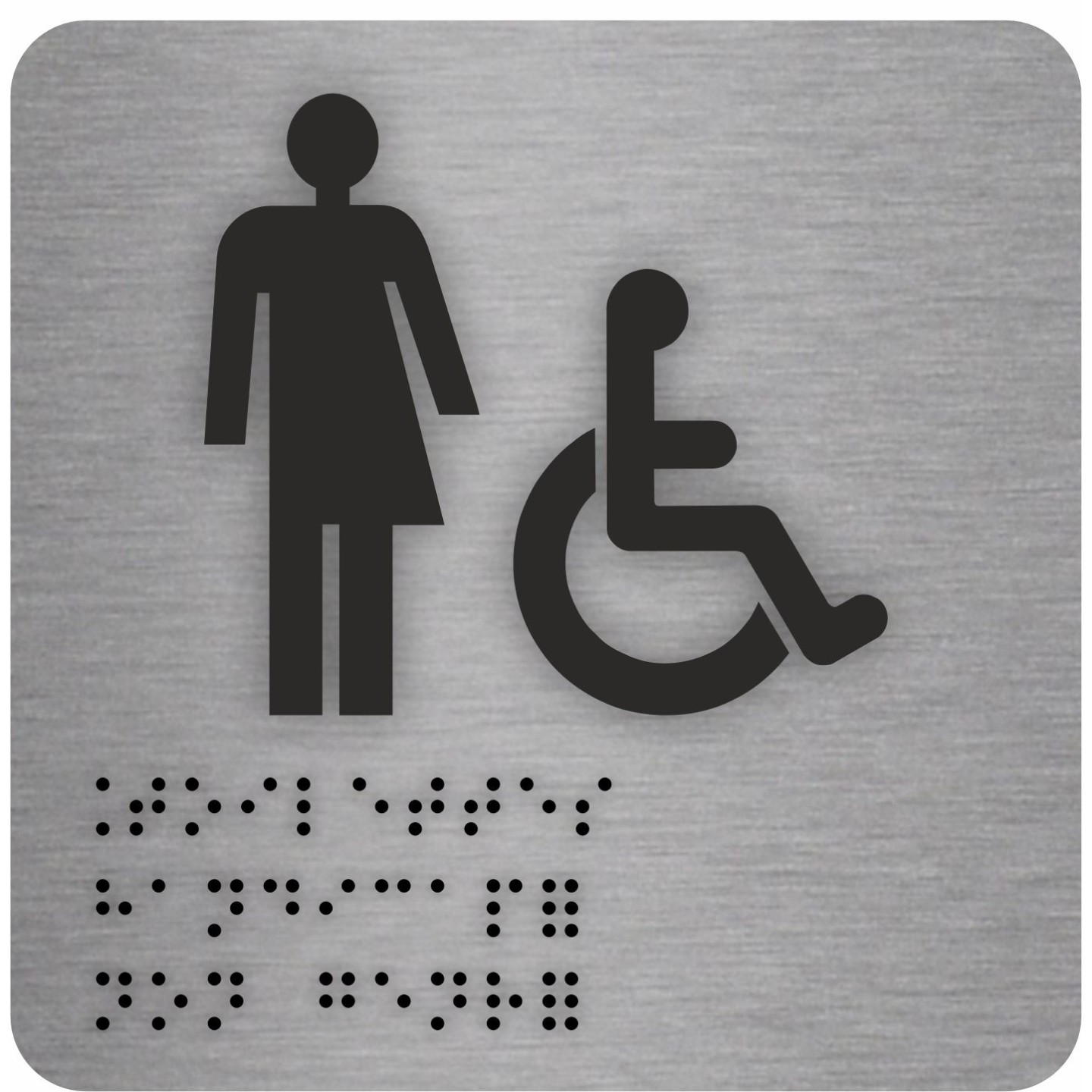 Pictogramme avec braille et relief  Toilettes handicapé non genré