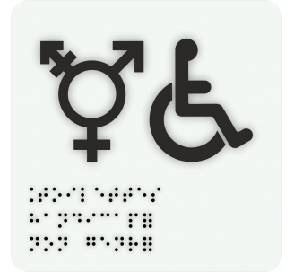 Pictogramme avec braille et relief Symbole Toilettes handicapé non genré