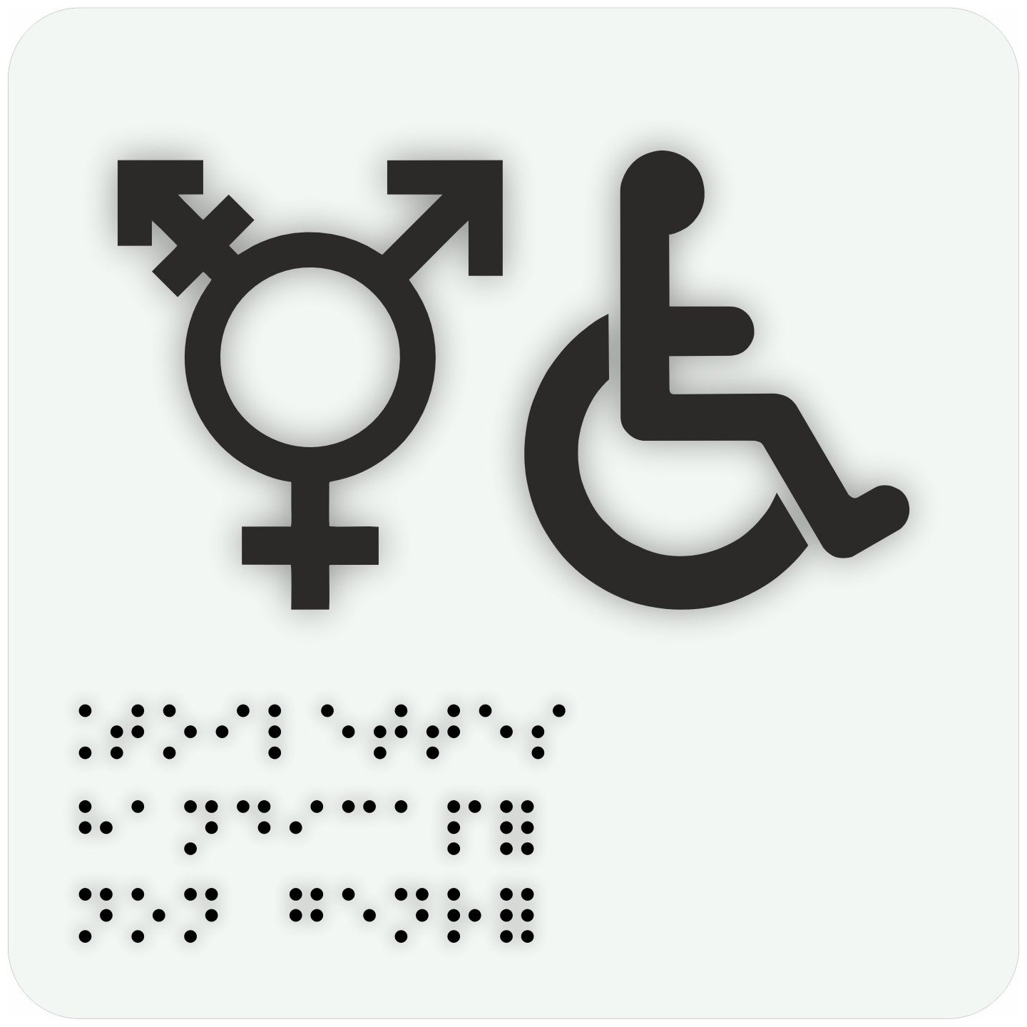 Pictogramme avec braille et relief  Symbole Toilettes handicapé non genré