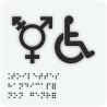 Pictogramme avec braille et relief  Symbole Toilettes handicapé non genré