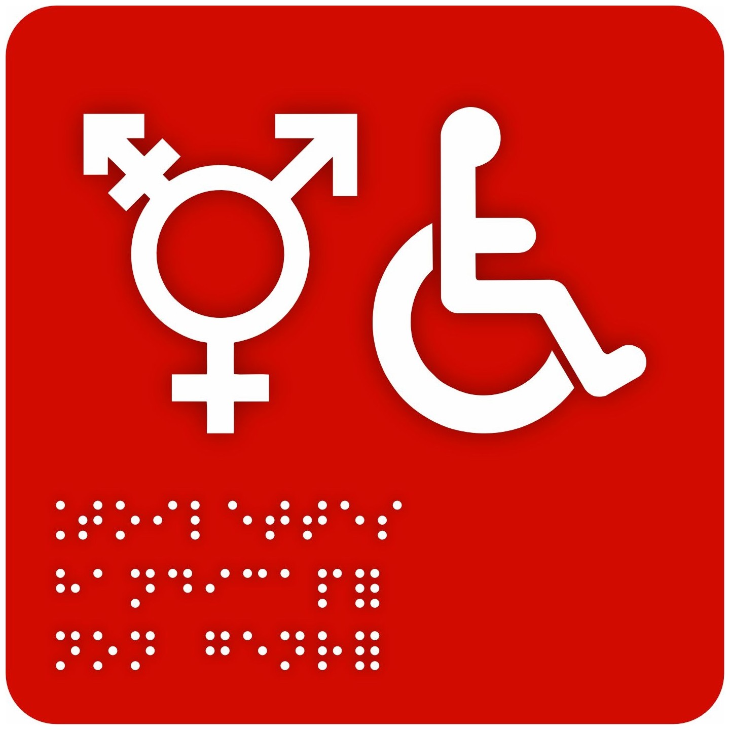 Pictogramme avec braille et relief  Symbole Toilettes handicapé non genré
