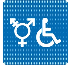 Plaque de porte "Point Picto" - Symbole toilettes handicapés Non genré - plexi/alu