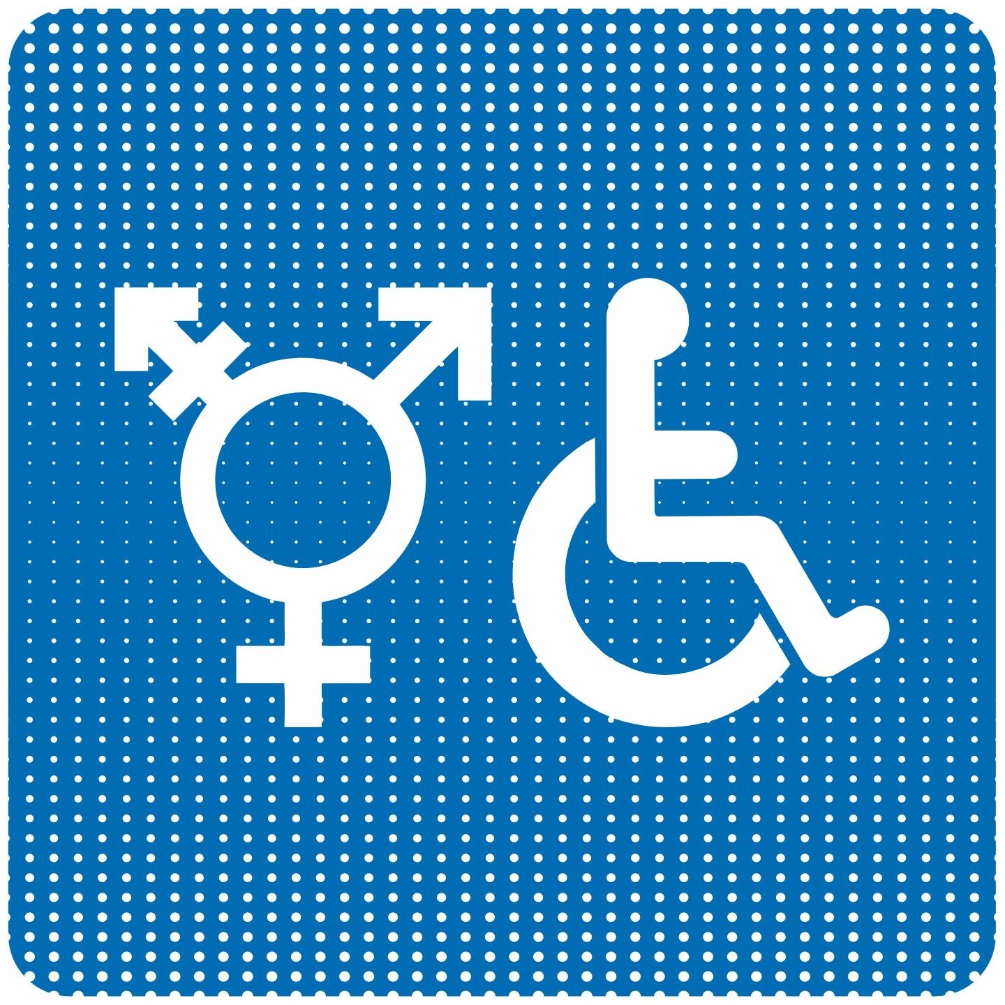 Plaque de porte  "Point Picto" - Symbole toilettes handicapés Non genré - plexi/alu