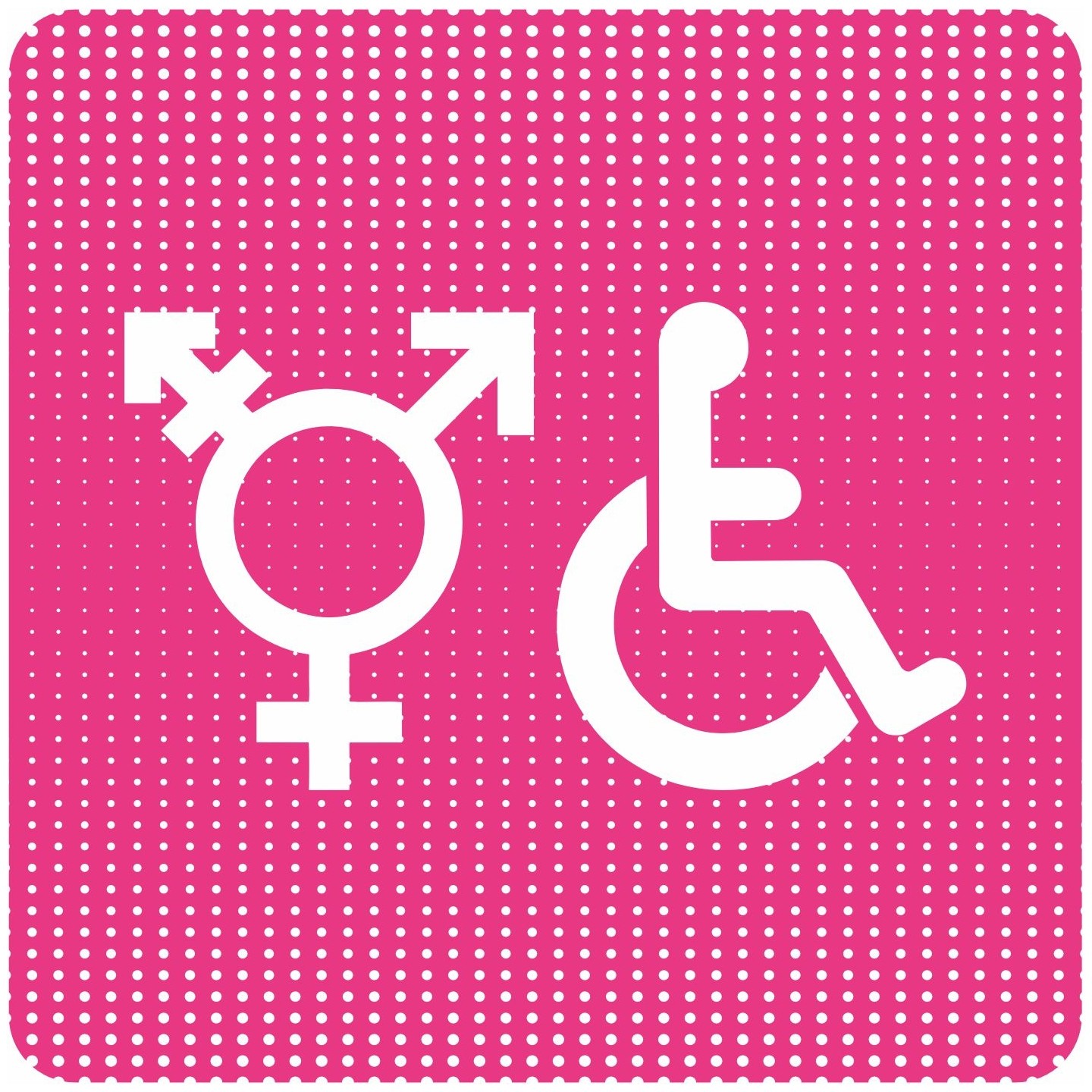 Plaque de porte  "Point Picto" - Symbole toilettes handicapés Non genré - plexi/alu