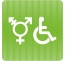 Plaque de porte "Point Picto" - Symbole toilettes handicapés Non genré - plexi/alu