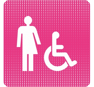 Plaque de porte "Point Picto" Toilettes handicapé Non genré - plexi/alu