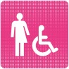 Plaque de porte  "Point Picto" Toilettes handicapé Non genré - plexi/alu