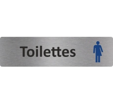 Plaque de porte standard en aluminium "Toilettes non genrées"