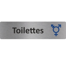 Plaque de porte standard en aluminium "Symbole Toilettes non genrées"