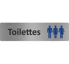 Plaque de porte standard en alu "Toilettes mixtes non genrées"