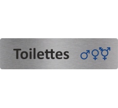 Plaque de porte standard en aluminium "Symbole Toilettes mixtes non genrées"